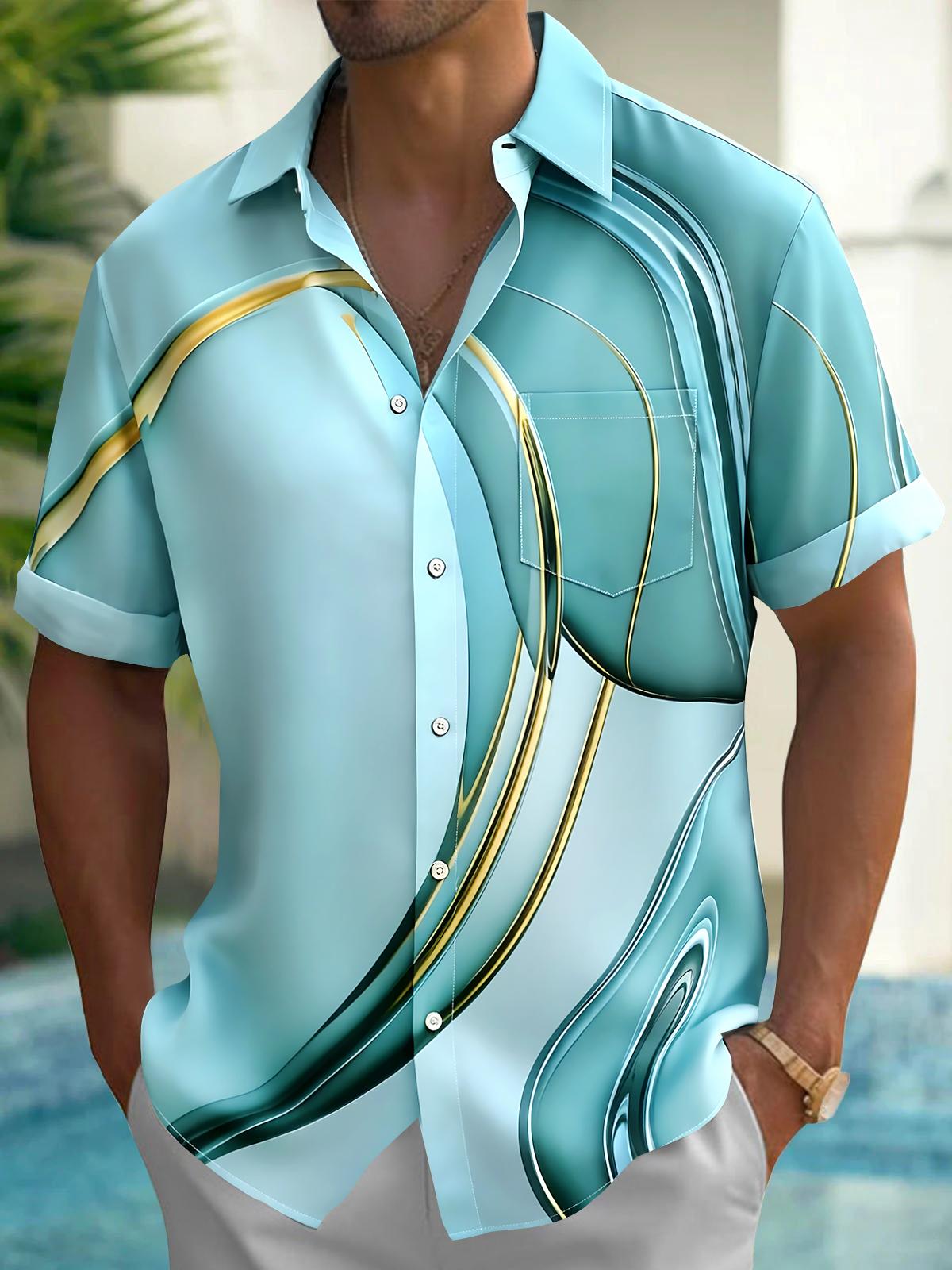 Abstract Men's Pocket Short Sleeve Shirts