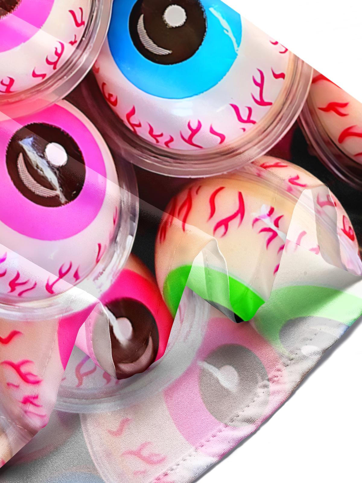 Halloween Eyeball Candy Print Men's Pocket Short Sleeve Shirts