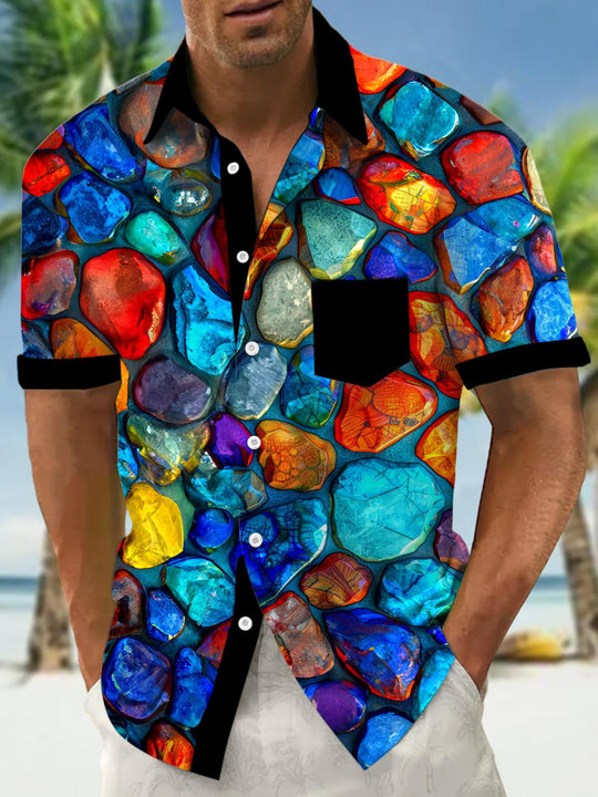 men's Hawaiian shirt front view tropical beach vacation