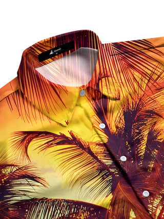 Men's aloha coconut tree print pocket short sleeve shirt side view