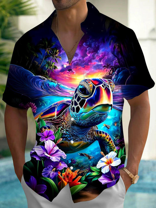 men's Hawaiian shirt front view tropical beach vacation