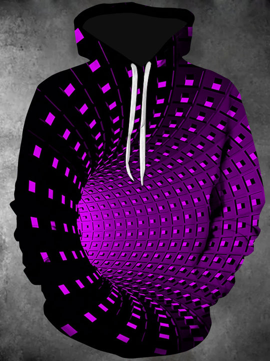 Men's black graphic long sleeve hoodie front view
