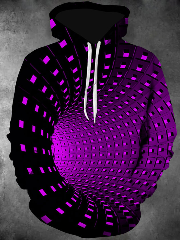 Men's black graphic long sleeve hoodie front view