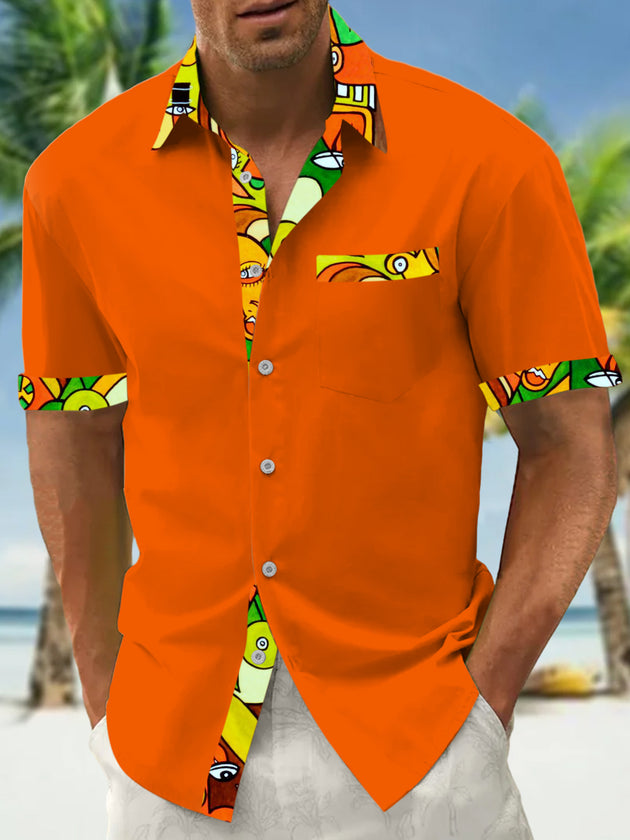 Men's abstract print short sleeve shirt front view