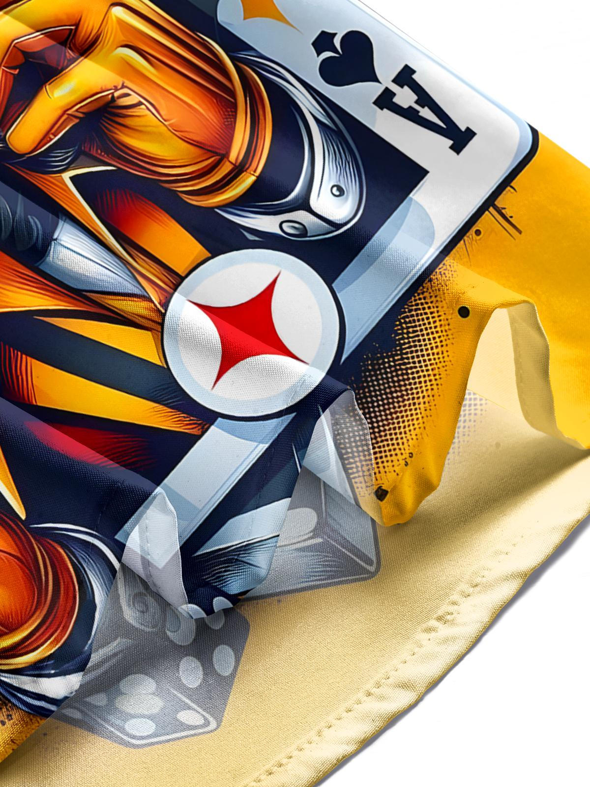 Fun Poker Clown Print Men's Pocket Short Sleeve Shirts