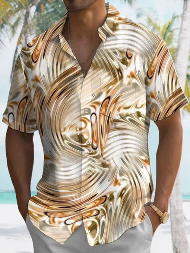 Men's abstract print short sleeve shirt front view
