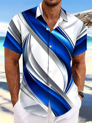 men abstract print short sleeve shirt front view