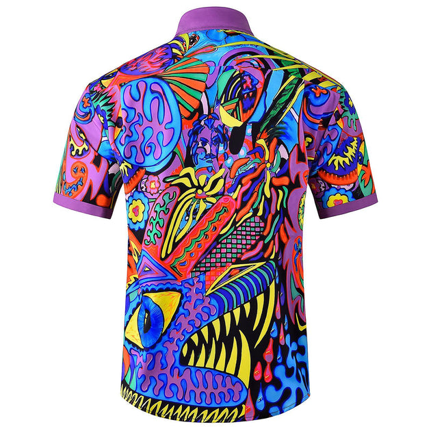 Adaychic Mens Hawaiian Shirt Abstract Art Print Short Sleeve Button Down Tropical Shirts Summer Beach Tops for Travel Vacation noble