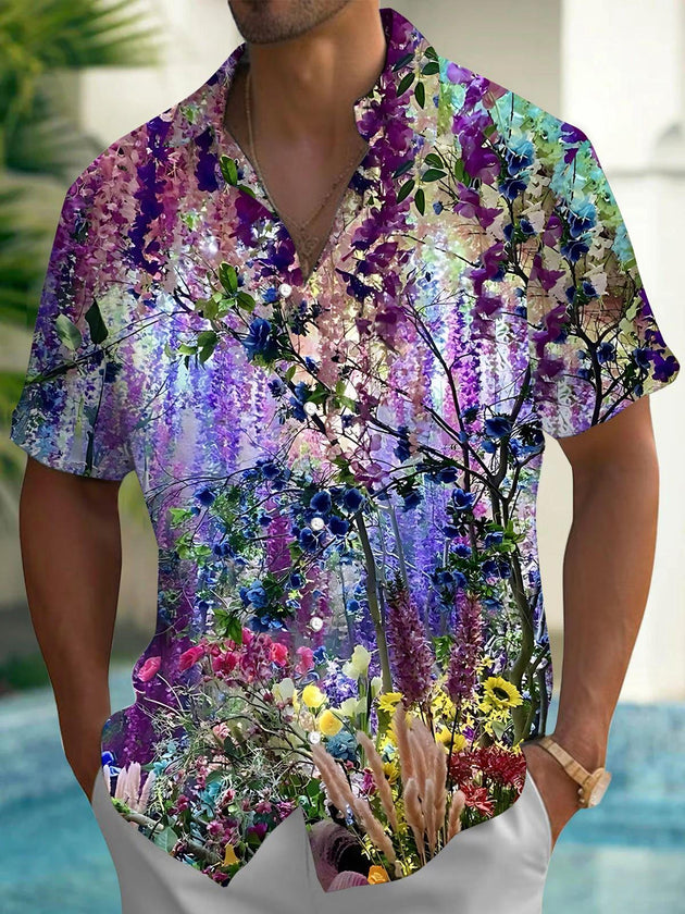 men's floral shirt front view