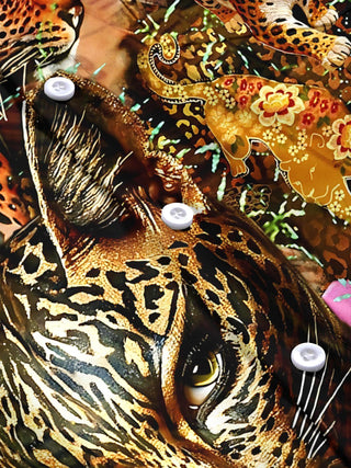Men's leopard print short sleeve shirt flat lay pattern detail