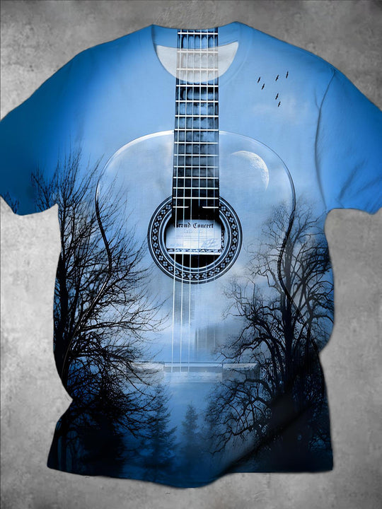 Men's guitar tree graphic short sleeve t-shirt front view