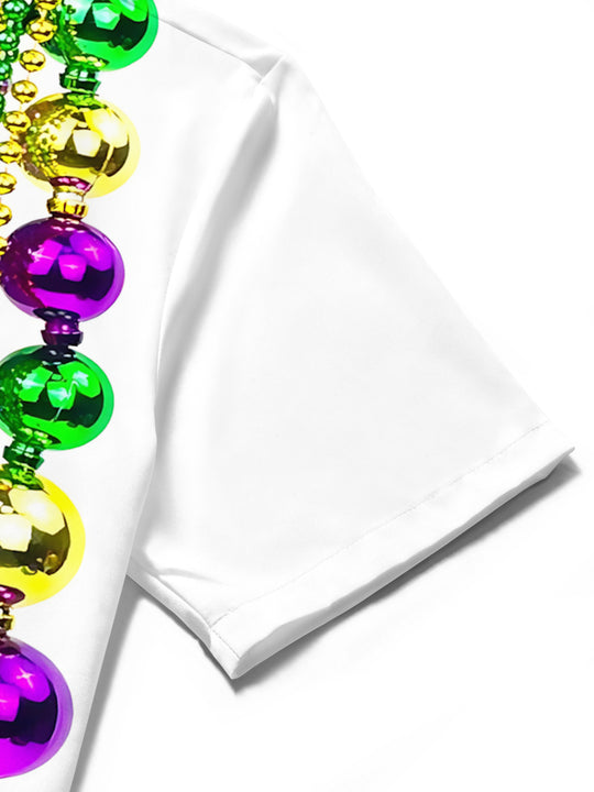 men's Mardi Gras shirt close-up short sleeve