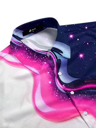 Men's abstract print short sleeve shirt side view