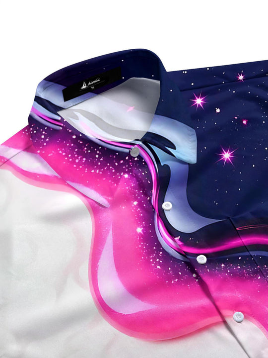 Men's abstract print short sleeve shirt side view
