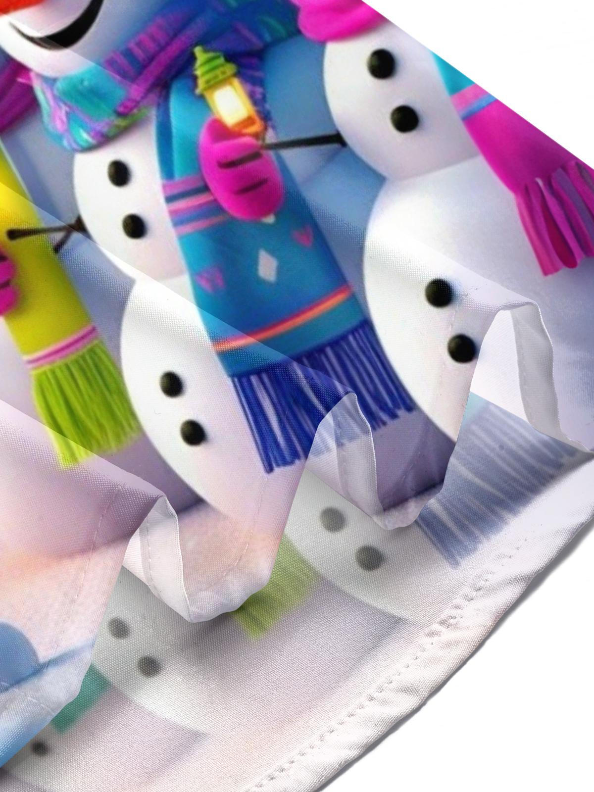 Snowman Print Men's Pocket Short Sleeve Shirts