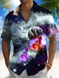 Universe Space Planet Print Men's Pocket Short Sleeve Shirts