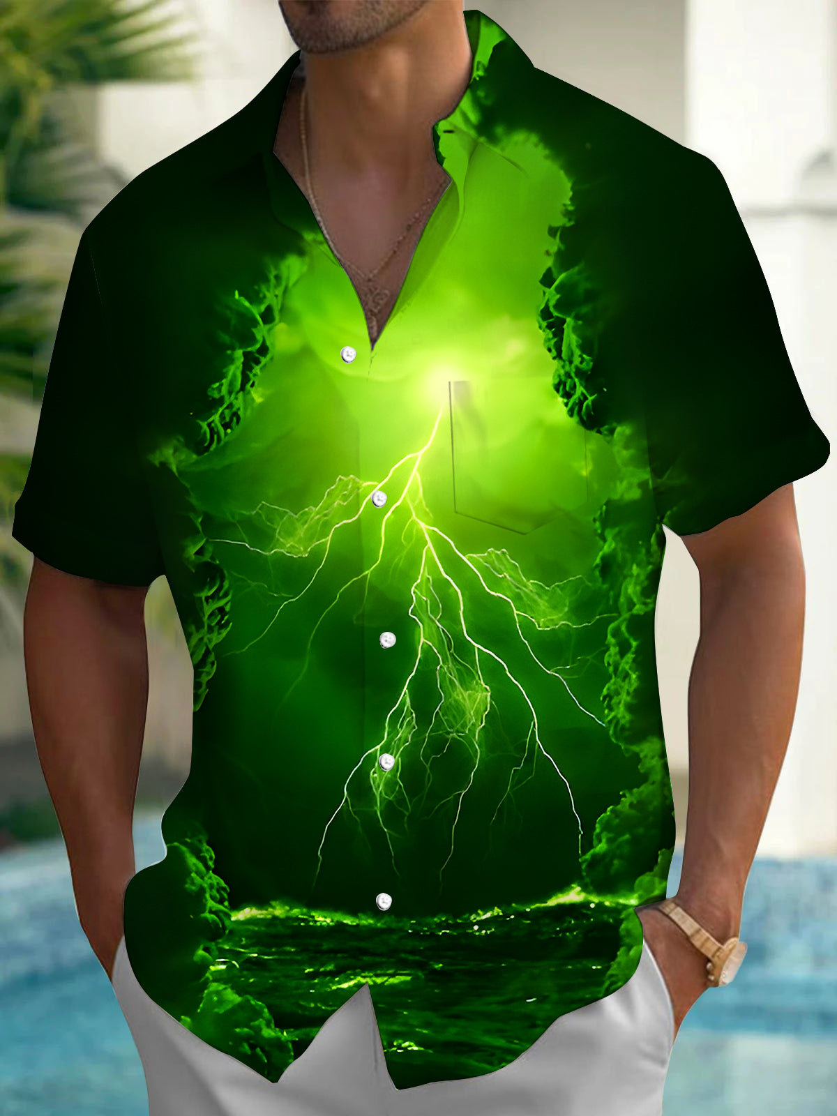 Lightning Men's Pocket Short Sleeve Shirts