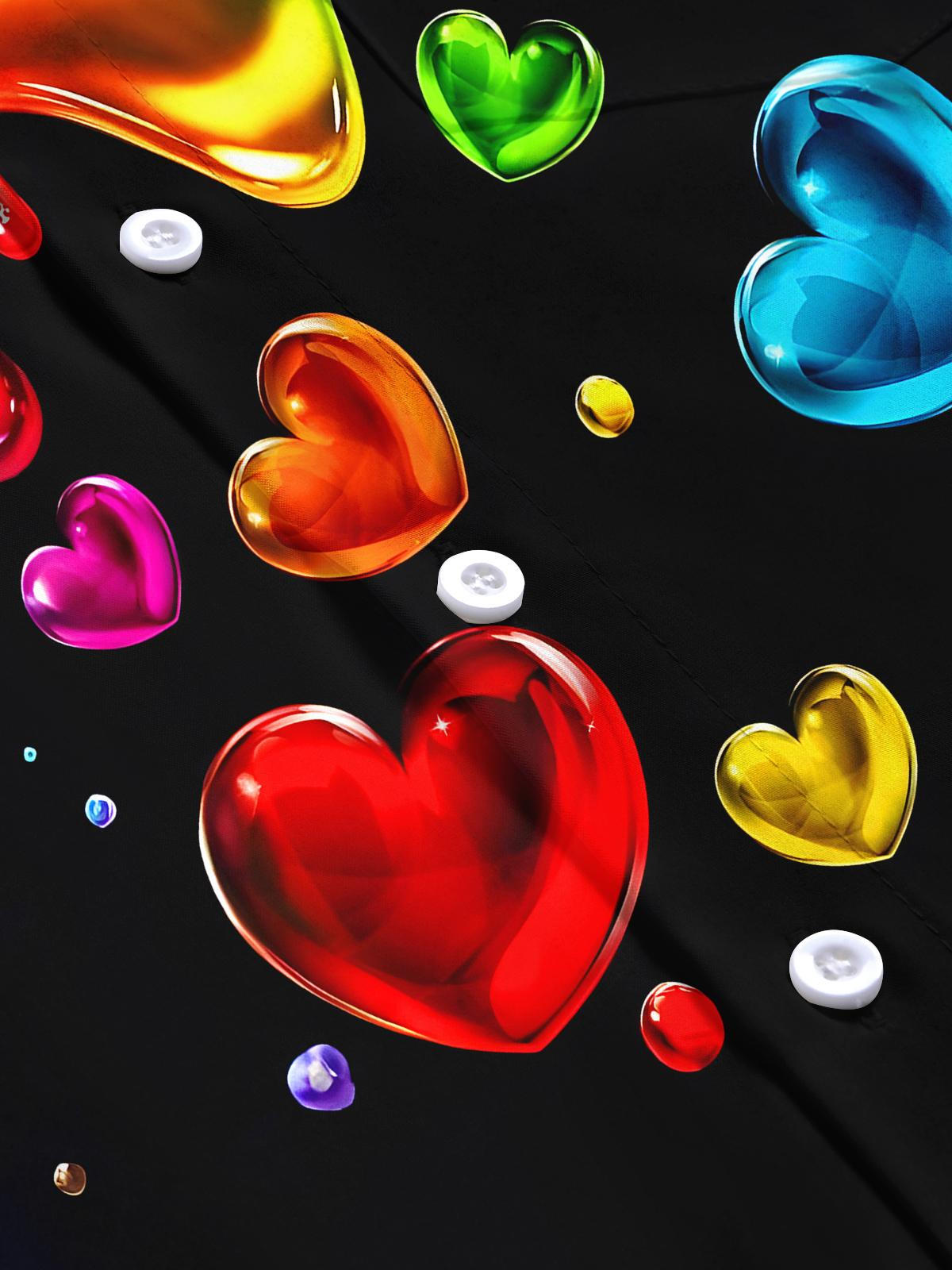 Tie Dye Heart Men's Pocket Short Sleeve Shirts