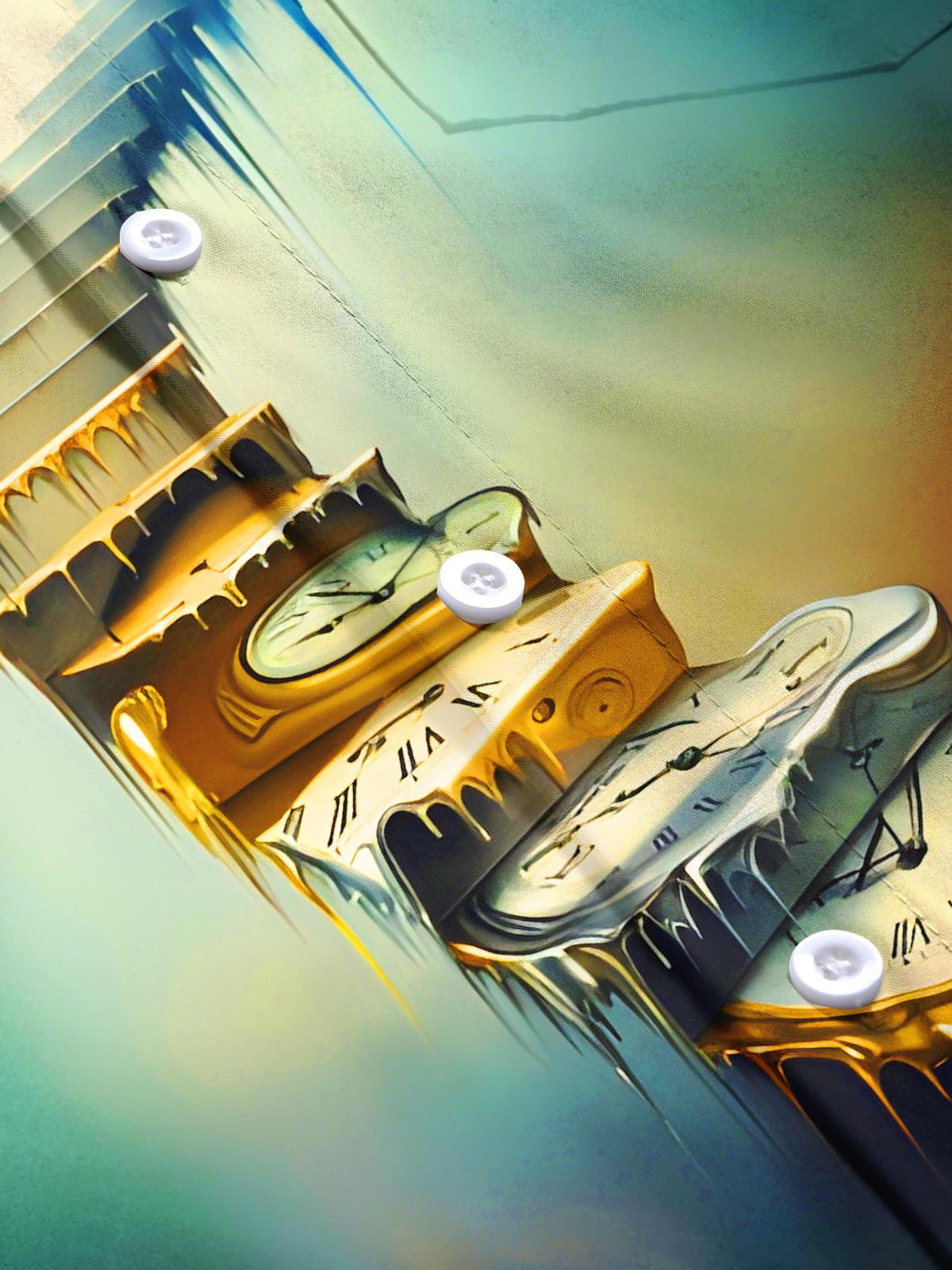 Fun Art Clock Stairs Men's Pocket Short Sleeve Shirts