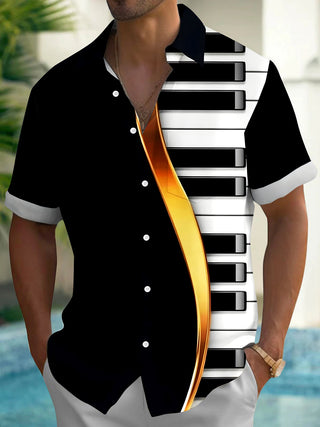 men's music print shirt front view