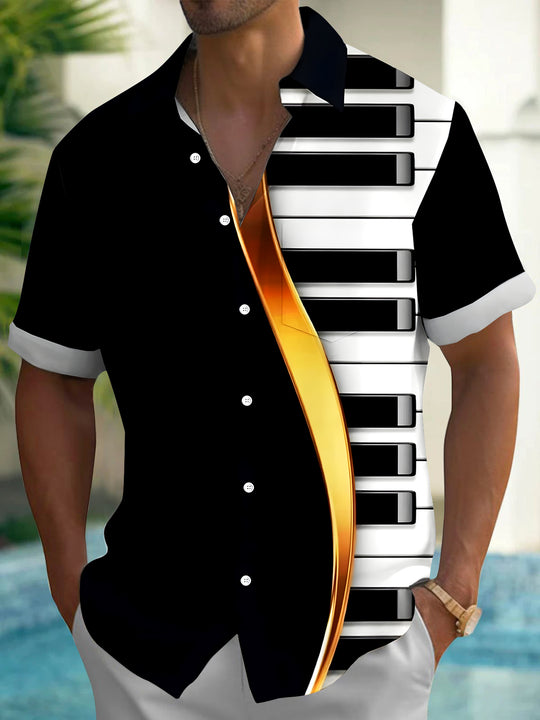 men's music print shirt front view