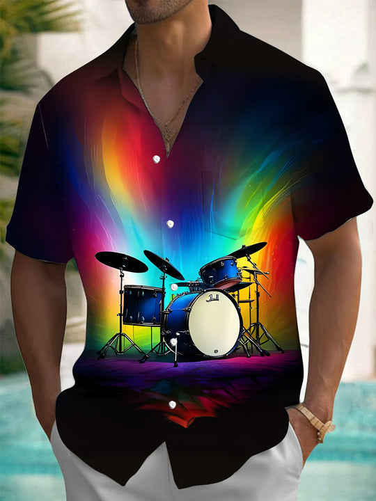 men's music print shirt front view