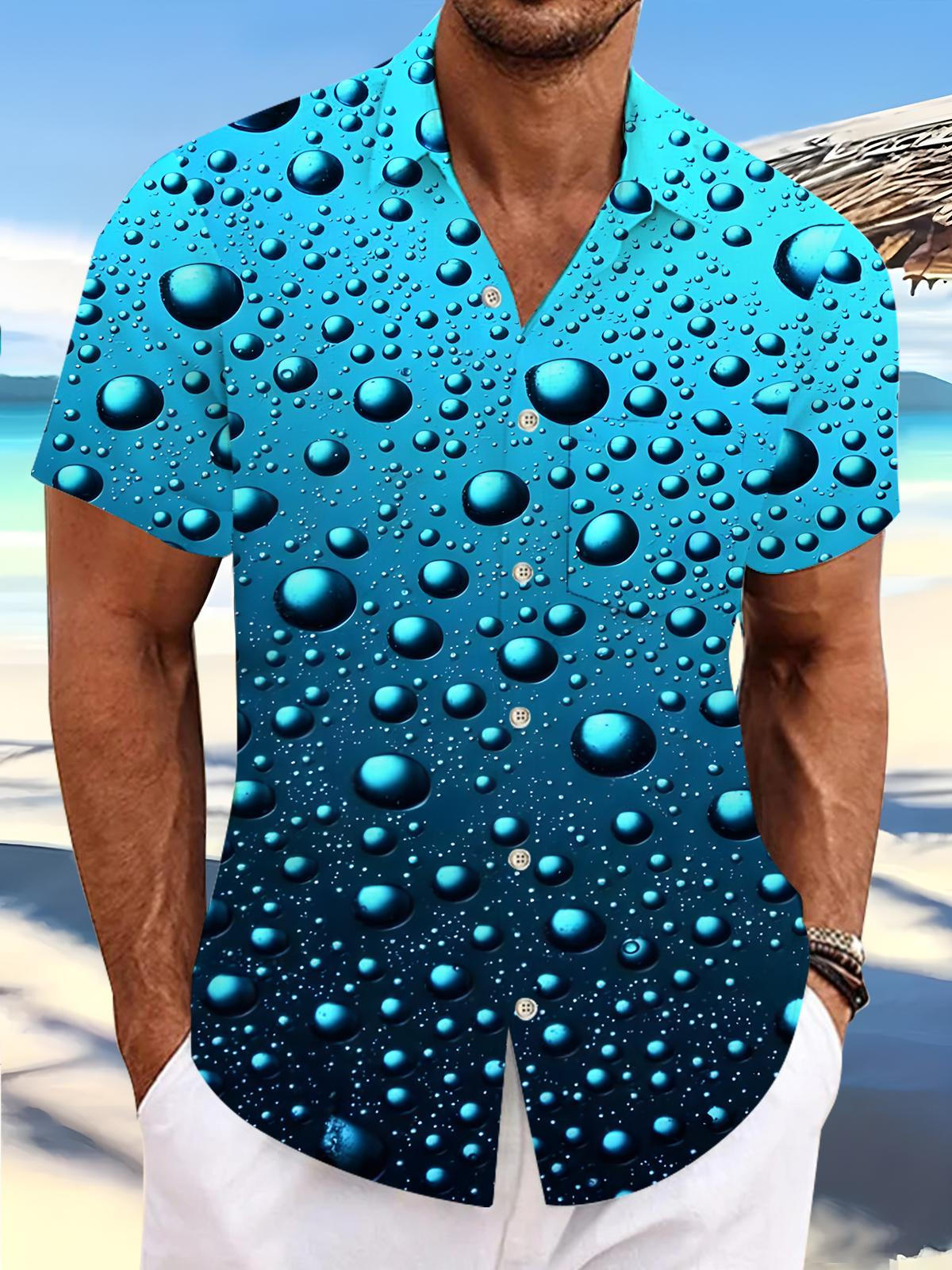 Water Drop Men's Pocket Short Sleeve Shirts