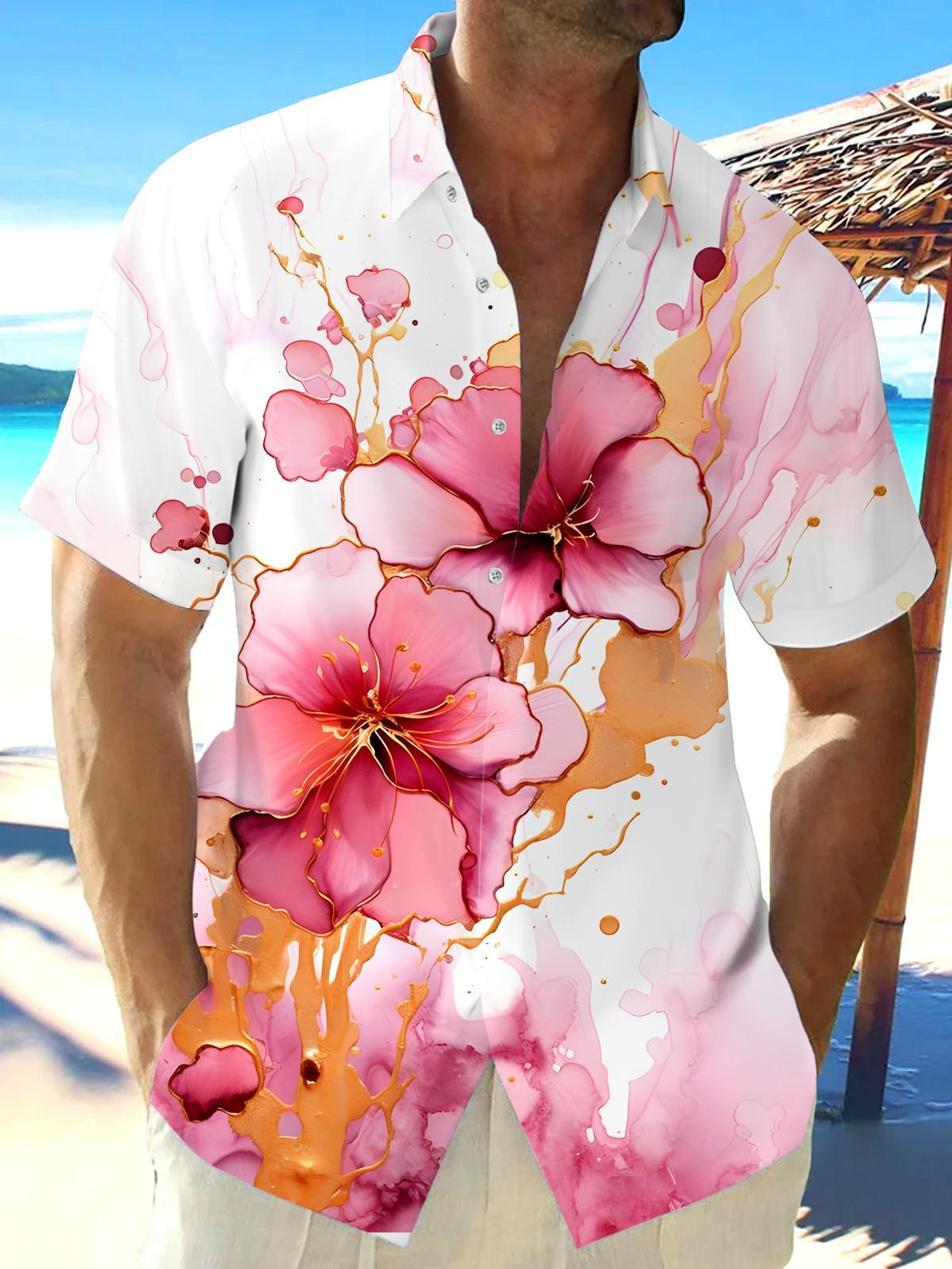 Floral Men's Pocket Short Sleeve Shirts