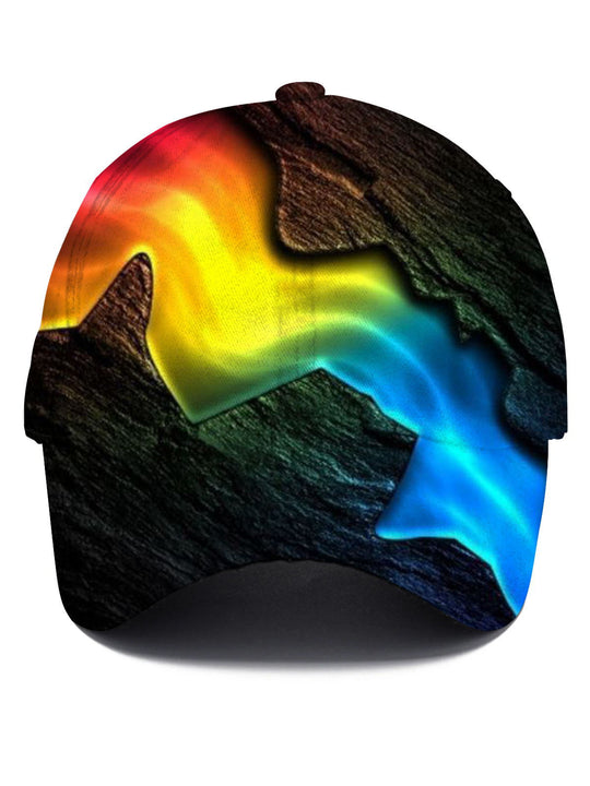 men abstract rainbow art print baseball cap front view