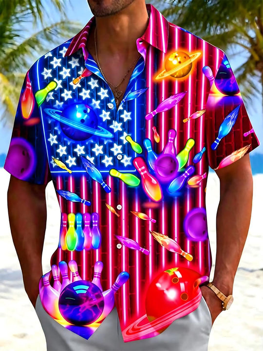 men's sports print shirt front view Independence Day
