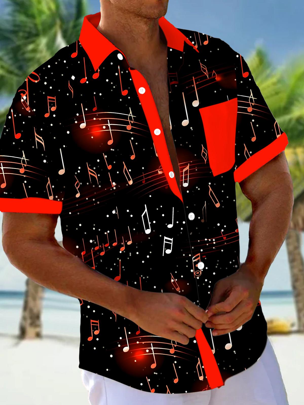 men's music print shirt front view