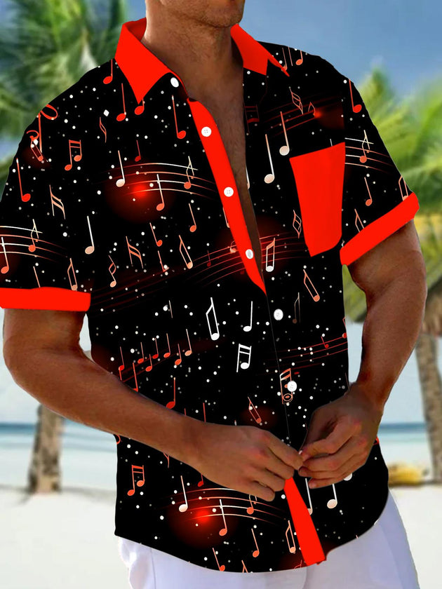 men's music print shirt front view