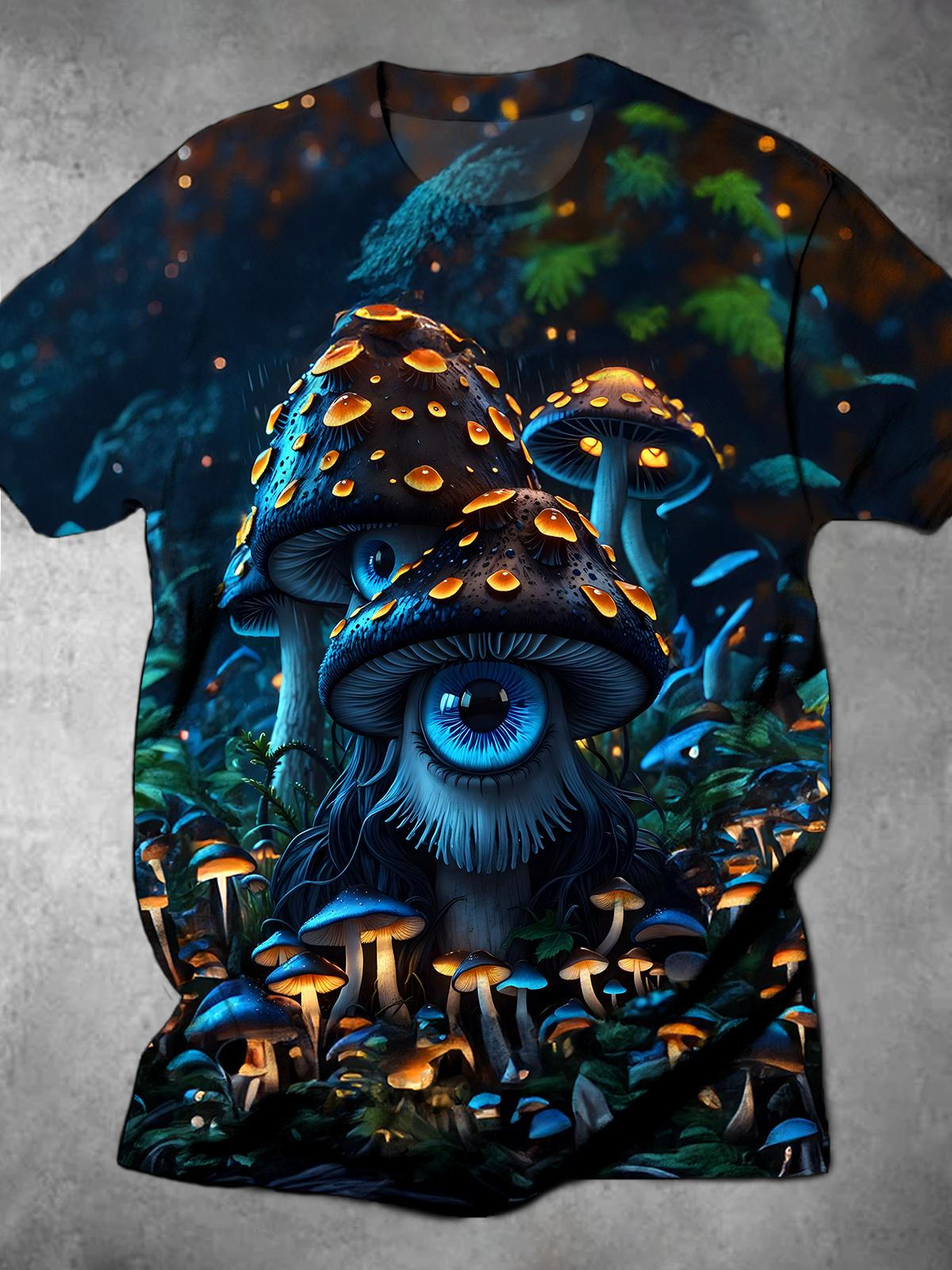 Mushroom Round Neck Short Sleeve Men's T-shirt