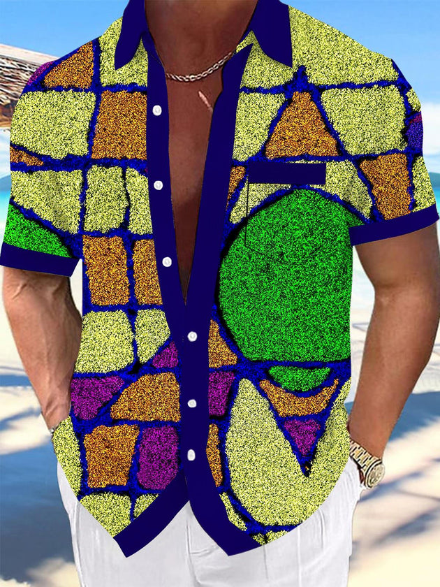 men's patterned sweater shirt front view