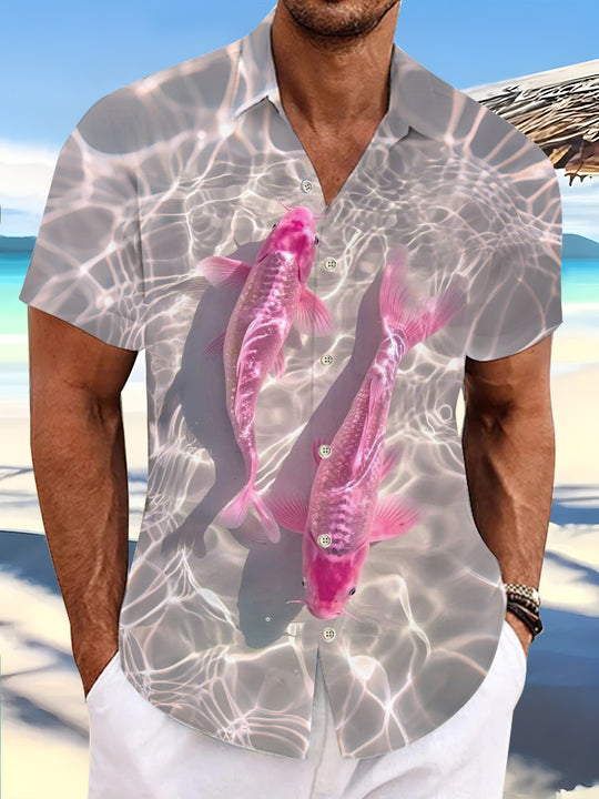 men's fish print shirt front view