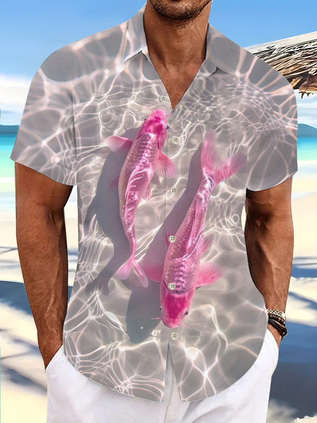 men's fish print shirt front view