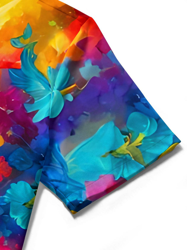 Colorful Butterfly Flower Fairy Women's Short Sleeve Shirts