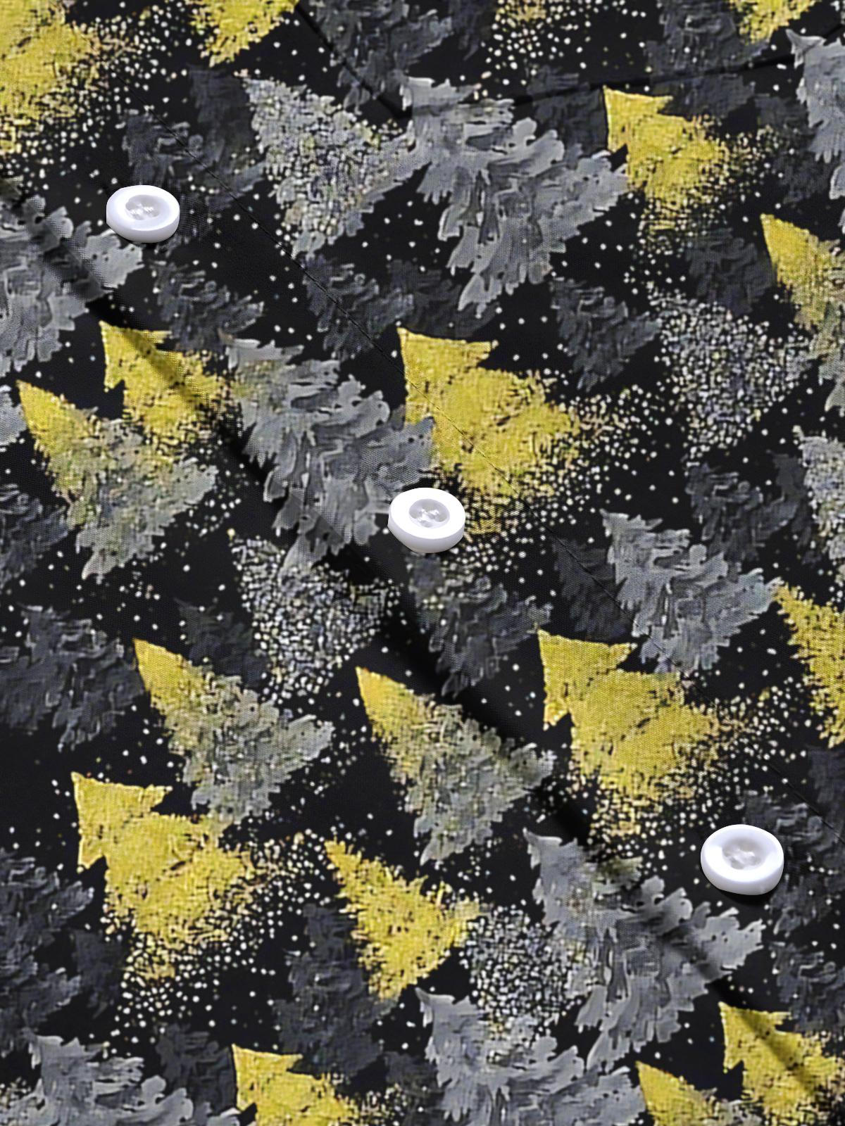 Christmas Tree Print Men's Pocket Long Sleeve Shirts