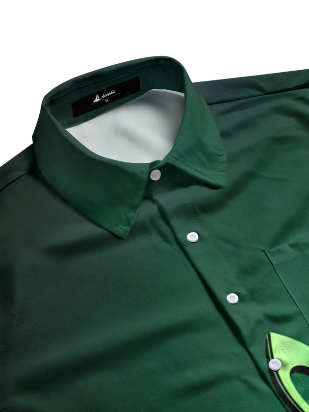 men's guitar print shirt side view