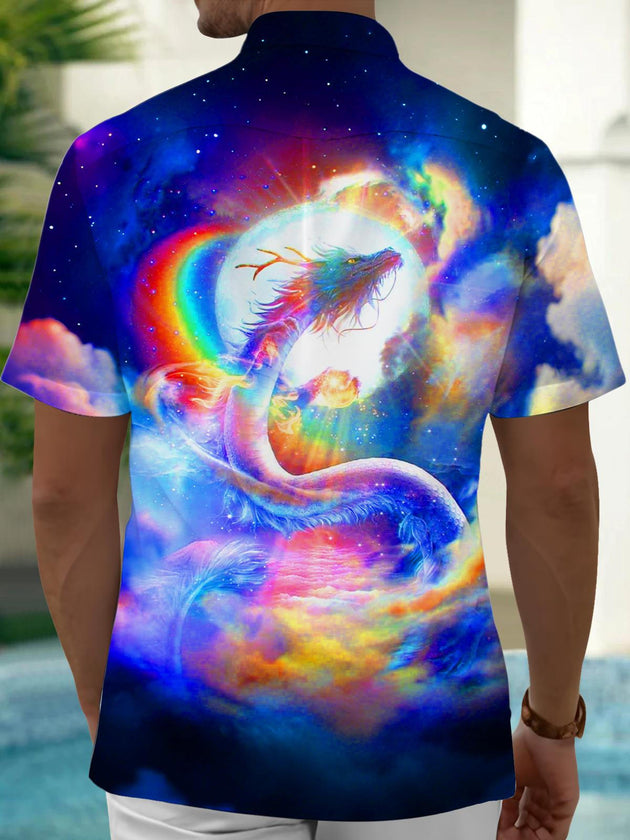 men's mythical print shirt back view