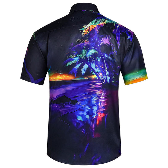 Adaychic Men Beach Shirts Tree Hawaiian Button Up Summer Casual Shirts Loose Fit Vacation Clothes for Beach Vacation Dating calm
