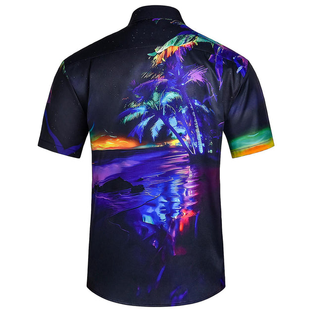 Adaychic Men Beach Shirts Tree Hawaiian Button Up Summer Casual Shirts Loose Fit Vacation Clothes for Beach Vacation Dating calm