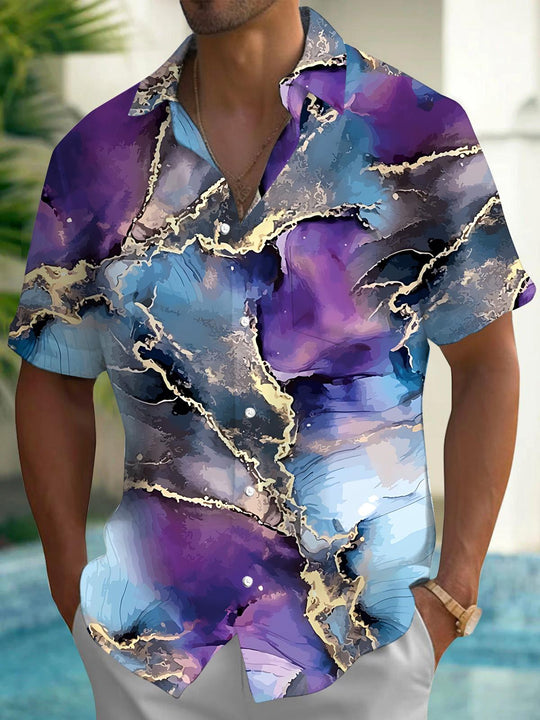 Abstract Print Men's Pocket Short Sleeve Shirts