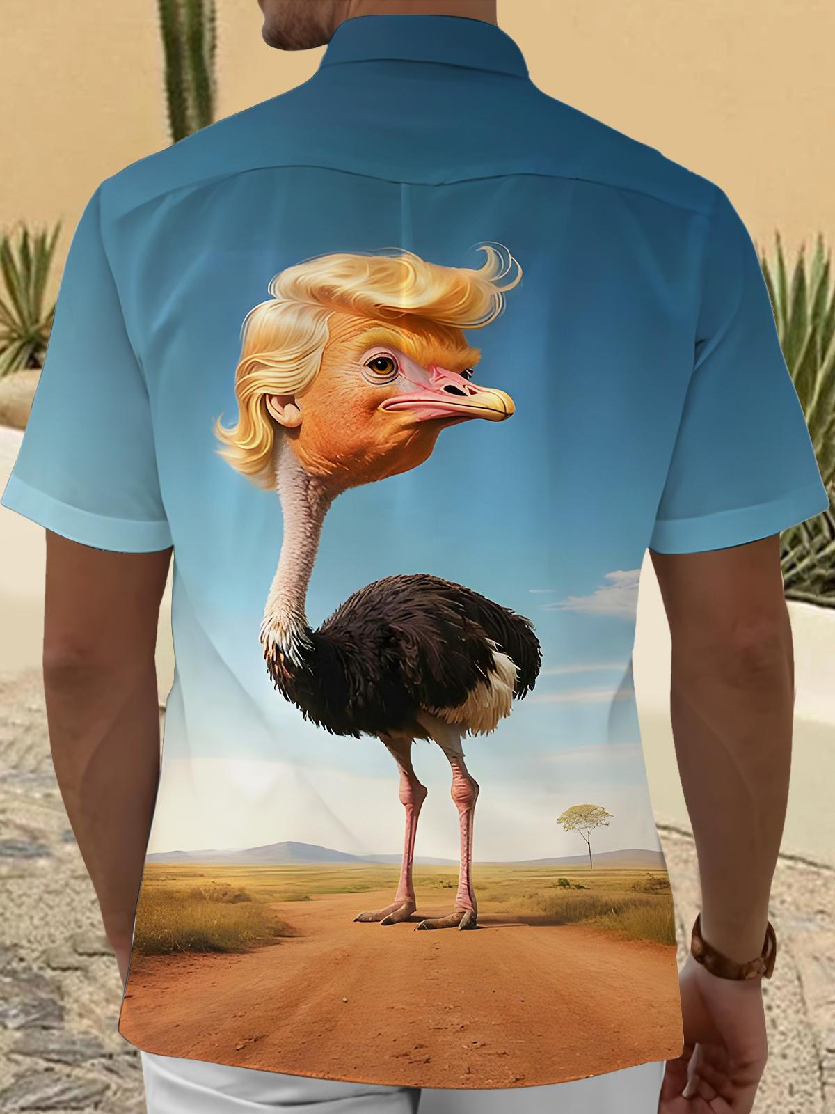 Fun Ostrich Men's Pocket Short Sleeve Shirts