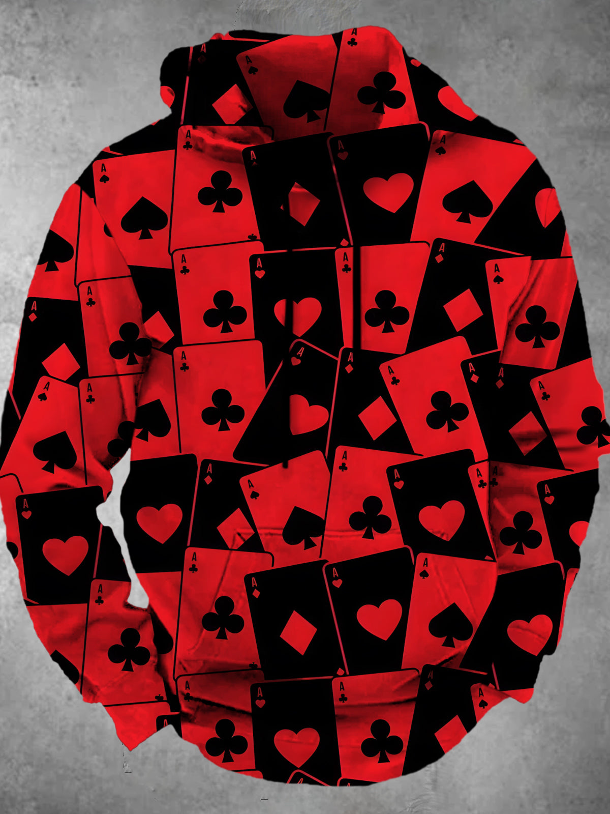 Poker Long Sleeve Hooded Pocket Men's Top