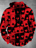 Poker Long Sleeve Hooded Pocket Men's Top