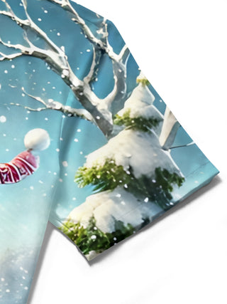 men's Christmas shirt close-up short sleeve