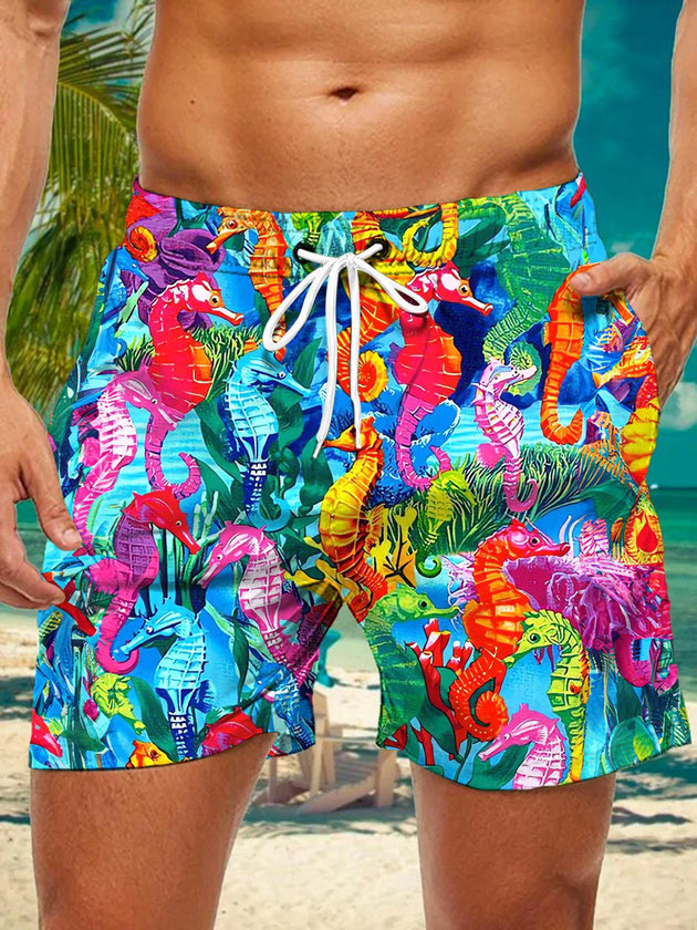 men's Hawaiian casual pants front view tropical beach vacation