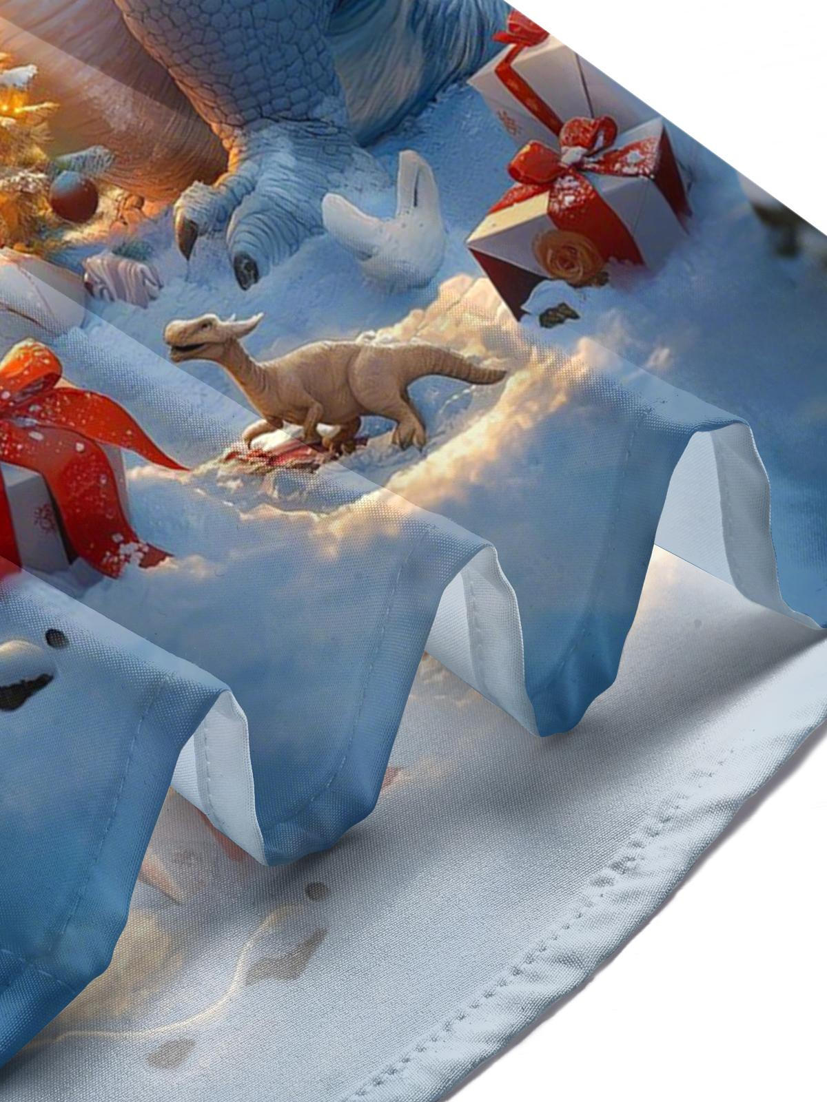 Winter Dinosaur Christmas Tree Print Men's Pocket Long Sleeve Shirts