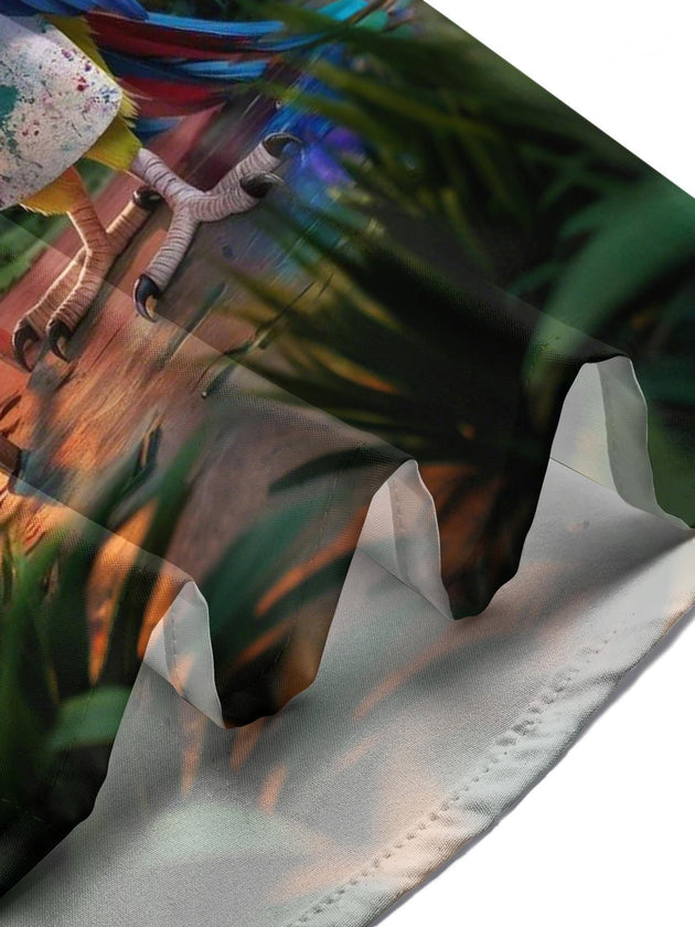 men's parrot print shirt summer vacation